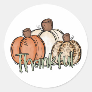 Fall Pumpkin ThankFul Simple Classic Round Sticker