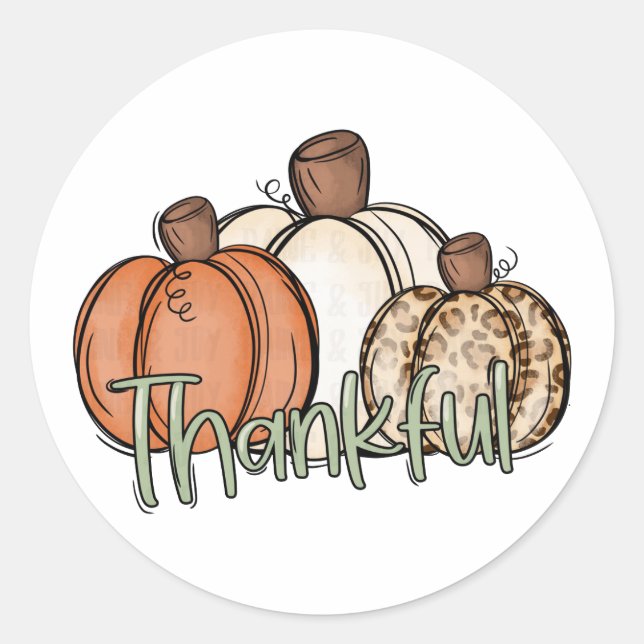 Fall Pumpkin ThankFul Simple Classic Round Sticker (Front)