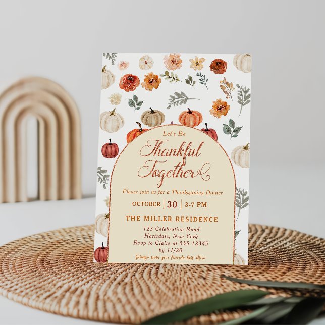 Fall Pumpkin Thanksful Together  Invitation (Creator Uploaded)