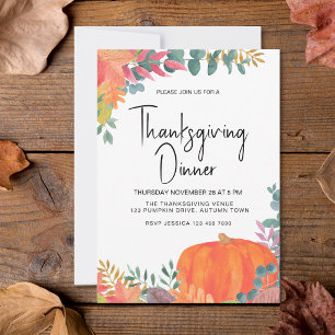 Fall Pumpkin Thanksgiving Dinner Invitation
