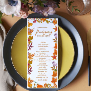 Fall Pumpkin Thanksgiving dinner Menu