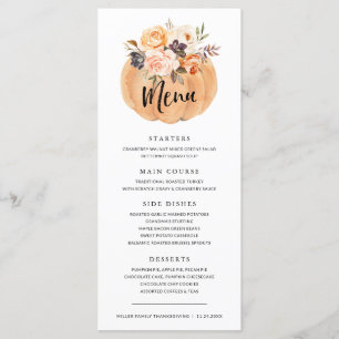 Fall Pumpkin Thanksgiving Dinner Menu