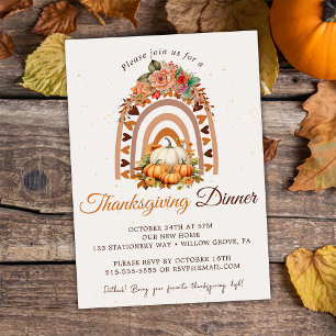Fall Pumpkin Thanksgiving Dinner Party Invitation
