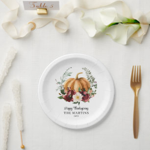 Fall Pumpkin Thanksgiving Paper Plate