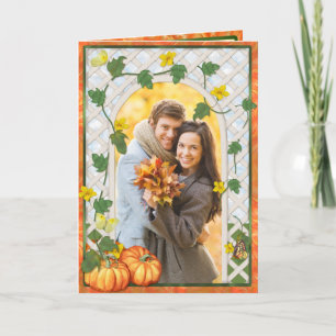 Fall Pumpkin Trellis Photo Greeting Holiday Card