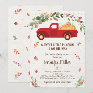 Fall Pumpkin Truck Baby Shower Invitation