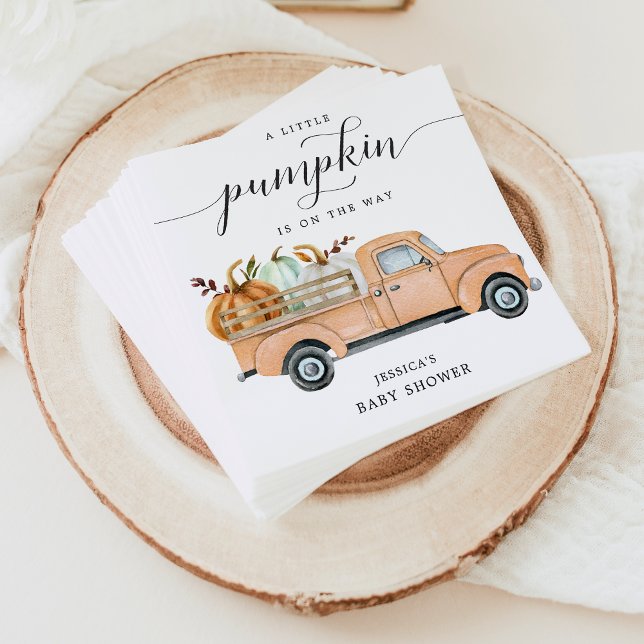 Fall Pumpkin Truck Baby Shower Napkin Cocktail (Creator Uploaded)
