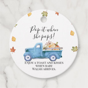 Fall Pumpkin Truck Baby Shower Pop It Favor Tags