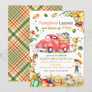 Fall Pumpkin Truck Birthday Invitation