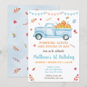 Fall Pumpkin Truck Birthday Invitation