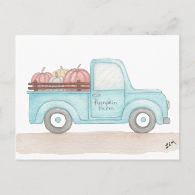 Fall Pumpkin Truck Postcard (Front)
