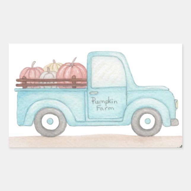 Fall Pumpkin Truck Rectangular Sticker (Front)