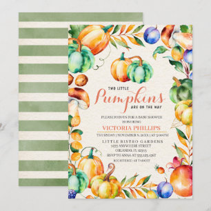 Fall Pumpkin Twin Baby Shower Invitation