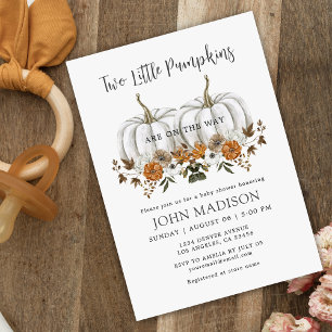 Fall Pumpkin Twin Baby Shower Invitation