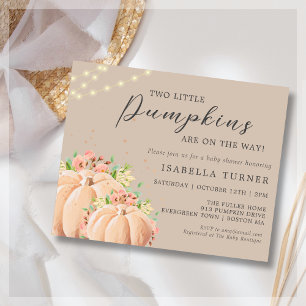 Fall Pumpkin   Twin Baby Shower Invitation