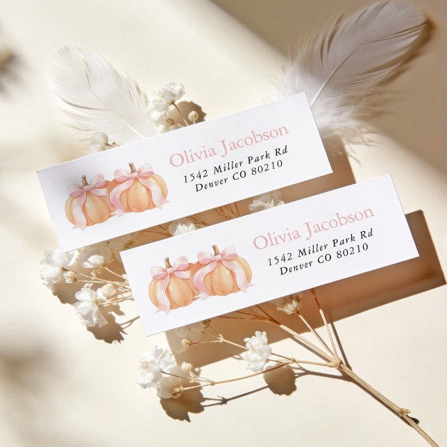 Fall Pumpkin Twin Baby Shower Return Address (Creator Uploaded)