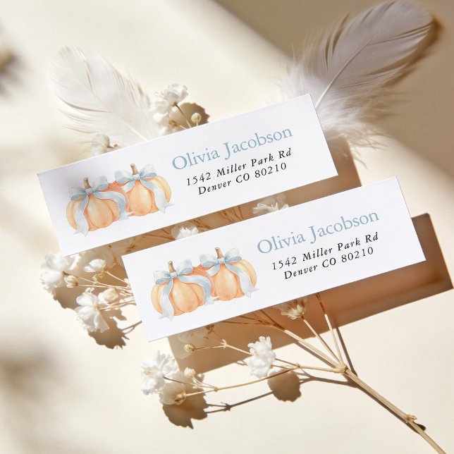 Fall Pumpkin Twin Baby Shower Return Address (Creator Uploaded)