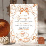 Fall Pumpkin Vintage Orange Toile baby is brewing Invitation<br><div class="desc">Fall Pumpkin Vintage Orange Bow Toile baby is brewing baby shower Invitation,  Orange Bow Floral Chinoiserie Teacup Baby Shower,  Toile De Jouy Afternoon Tea Baby Shower</div>