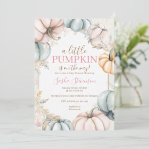 Fall pumpkin watercolor baby shower  invitation