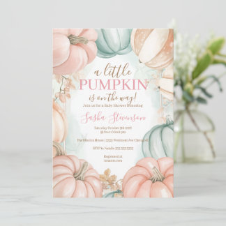 Fall pumpkin watercolor baby shower  invitation