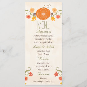 Fall Pumpkin Wedding Menu