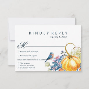 Fall Pumpkin Wedding RSVP Card with Meal Choice