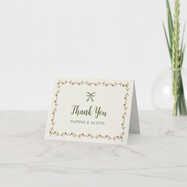 Fall Pumpkin Wedding Thank You Card (Front)