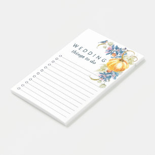 Fall Pumpkin Wedding To do list Post-it Notes