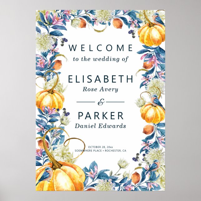 Fall Pumpkin Wedding Welcome Sign (Front)