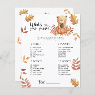 Fall pumpkin. Whats in your purse baby shower game