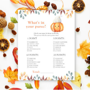 Fall pumpkin. Whats in your purse baby shower game