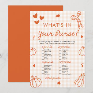 Fall Pumpkin What's In Your Purse Baby Shower Game Invitation