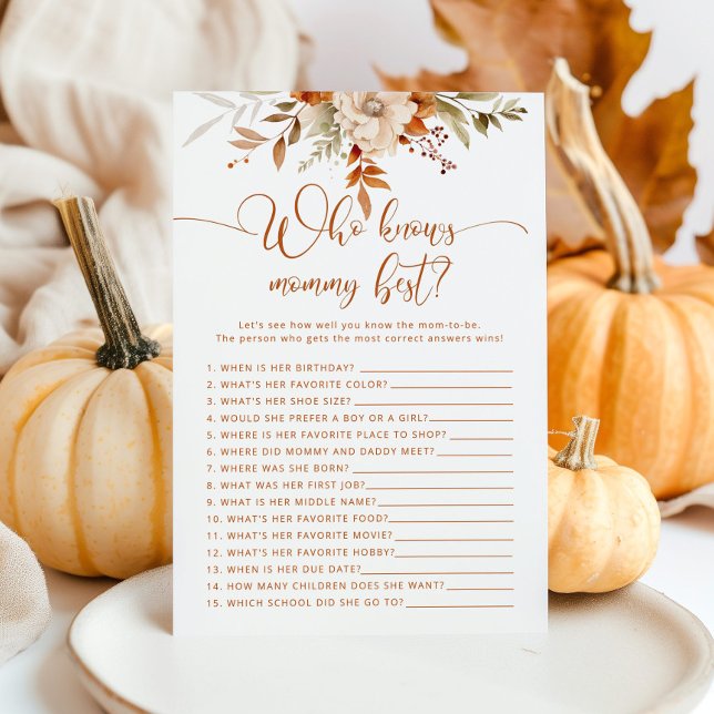 Fall pumpkin Who knows mummy best shower game (Creator Uploaded)