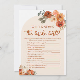 Fall Pumpkin Who Knows The Bride Best Bridal Game Invitation