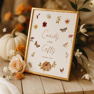 Fall Pumpkin Wildflower Cards and Gifts Sign