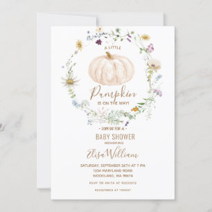 Fall Pumpkin Wildflower is on the way Baby Shower  Invitation