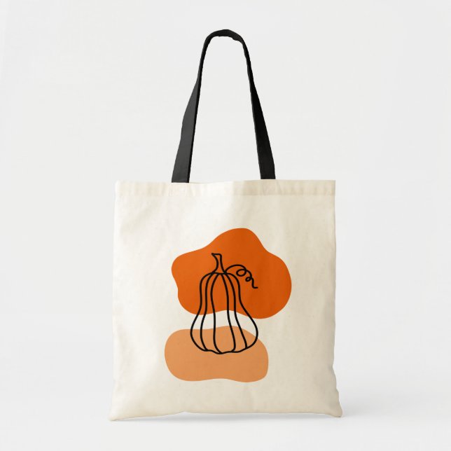 Fall Pumpkin with Abstract Orange Blob Shapes Shop Tote Bag (Front)