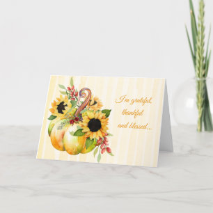 Fall Pumpkin with Sunflowers and Berries Holiday Card