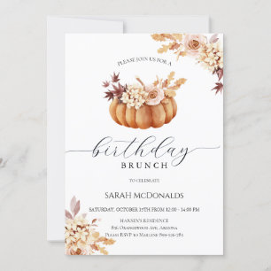 Fall Pumpkin Woman Birthday Brunch Invitation