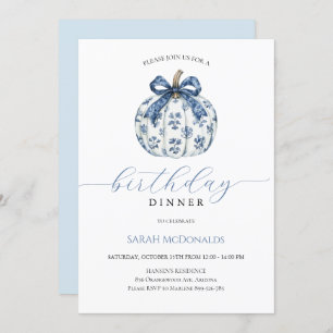 Fall Pumpkin Woman Birthday Dinner Invitation