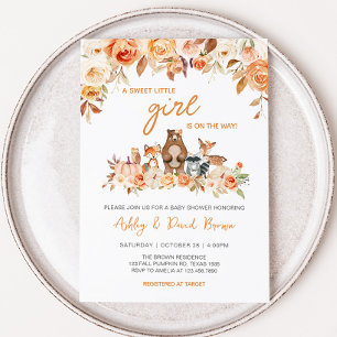 Fall Pumpkin Woodland Baby Shower Invitation