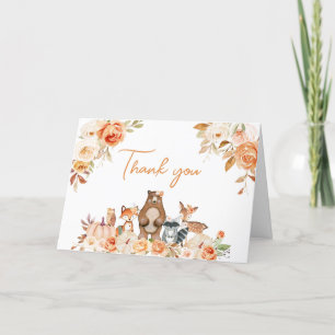 Fall Pumpkin Woodland Baby Shower  Thank You Card