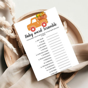 Fall pumpkin word scramble baby shower game