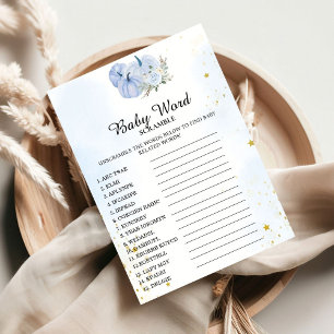 Fall Pumpkin Word Scramble Baby Shower Game Card