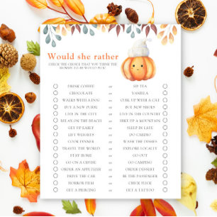 Fall pumpkin / Would She Rather Baby Shower Game