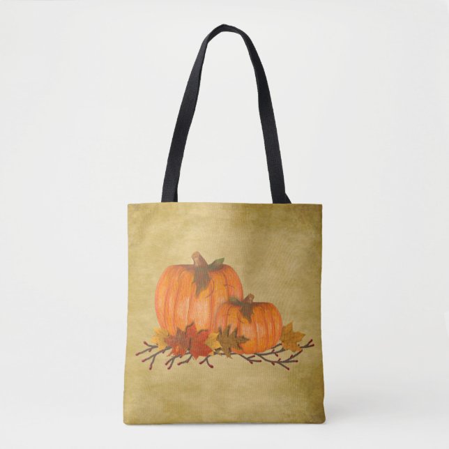 Fall Pumpkins All Over Print Tote Bag (Front)