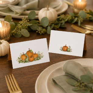 Fall Pumpkins and Gourds Watercolor Dinner Place Card