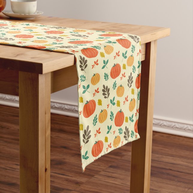 Fall Pumpkins and Leaves Medium Table Runner (In Situ)