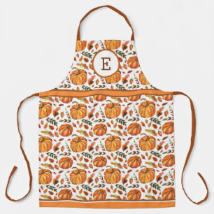 Fall Pumpkins And Leaves Monogrammed Apron
