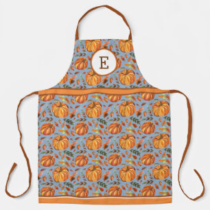 Fall Pumpkins And Leaves Monogrammed Apron